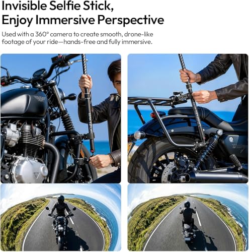 ULANZI Quick-Release Invisible Selfie Stick Motorcycle Bike Mount Kit for Insta360 X5 X4 X3/DJI Osmo 360, VL03 40in Adjustable Extension Pole Clamp Mount for Action Camera