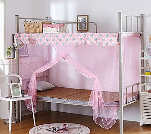 TofoverDormitory Mosquito Net, Bunk Bed Encryption Nets Bed Canopy Square Student Dorm Netting Blackout Curtains Anti-Mosquito Tent with Dustproof Top and Anti-Mosquito Cloth Layer