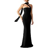 ShawGobow Strapless Dress with Scarf,Long Formal Dresses for Women,Elegant Cocktail Wedding Guest Outfits