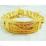 Dragon 22k 23k 24k Thai Baht Yellow Gold GP Men's Bracelet 8.5 Inch 20mm 72 Grams