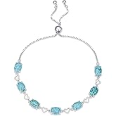 BETHZA Turquoise Link Bracelet 925 Sterling Silver Oval 6x8mm Genuine Turquoise Gemstone Adjustable Bracelets Jewelry for Women