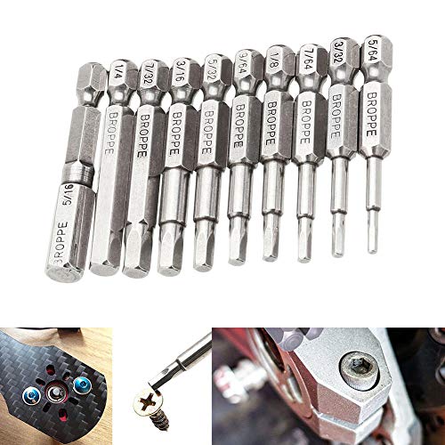 Shuohu 10Pcs 50mm 1/4" Hex Wrench Head Allen Bit Drill Quick Release Impact Driver