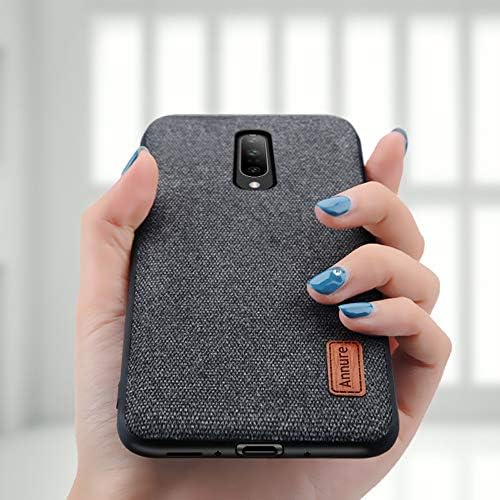 Annure Shockproof Soft TPU Bumper Fabric Back Cover Case for One Plus Oneplus 7 Pro (Black)