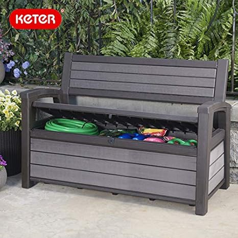 Amazon Co Jp Keter ケター ベンチ型収納box ハドソンベンチ 収納ベンチ 収納ボックス 屋外収納 ガーデンファニチャー 二人掛け ベンチ 屋外 ホーム キッチン