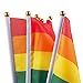 12 Pack Mini Rainbow Flags for LGBTQ Gay Pride Parade, Small Handheld Flag on Stick for Mardi Gras, 11.7 in