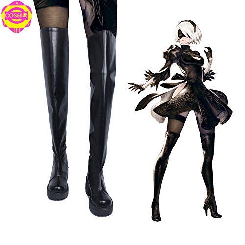 NieR:Automata 2B's Shoes Boots Cosplay Prop (Plese tell me your shoes size and the thickest part of your calf and your calf length when you buy it )