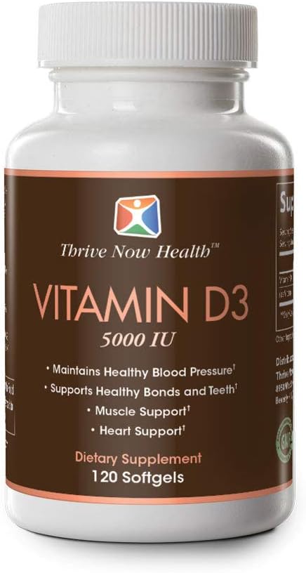 Thrive Now Health, Vitamin D3, 5000 IU, 120-Count
