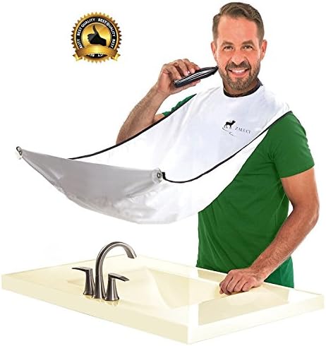 Beard Catcher - Easy to cut hair and shave without scattering on the sink. Beard Bib - Hair Clippings Catcher &amp; Grooming Cape Apron - Apron Beard Bib Beard Cape for Shaving, White