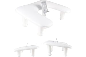 MZCMSL Manicure Arm Rest with Rotating Phone Holder for Nails Tech, U - Shaped Adjustable Nail Hand Rest Stand PU Leather (White)