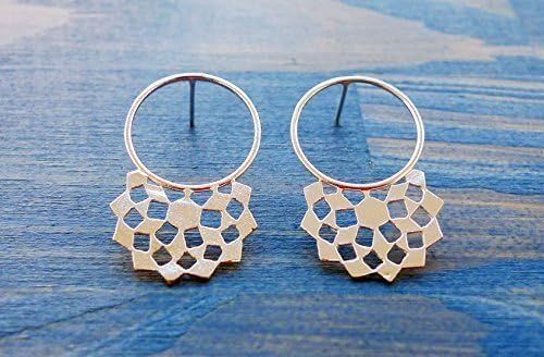Mashrabiya Ring Stud No 1. Modern Geometry. Handmade Silver Lace Earrings. Architecture Inspired Design. Neoclassical Sterling Studs.