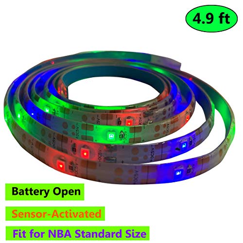 LED Basketball Hoop Lighting Swish Sensor-Activated Basketball Rim Light Up Glow In Dark Basketball Net Accessories Perfect for Outdoor Basketball Hoop Night Light, Fit for NBA Standard Size -- 4.9ft