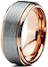 Charming Jewelers Tungsten Wedding Band Ring 8mm Men Women Comfort Fit 18k Yellow Rose Gold Black Grey Step Bevel Edge Brushed Polished