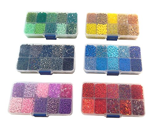 Rocailles Craft Set of 6 Glass Beads Round 1200 g 2 3 4 6 mm Post Q66