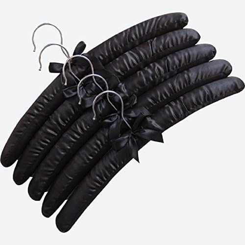5pksatin Padded Hangers Clothes Hanger Home Organization,black Color