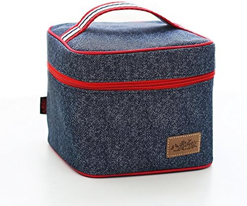 Reusable Thermal Lunch Bag Insulated Lunch Tote Soft Bento Cooler Bag with Zipper Closures Mini Lunch Bags for kids ,4 styles (16.5x16.5x14CM, Blue)