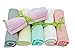 EcoSol Designs Organic Bamboo Washcloths/Reusable Wipes, 6-Pack, 10 x10-Inch, Ivory Grey / Sage Pink Green Yellow Orange