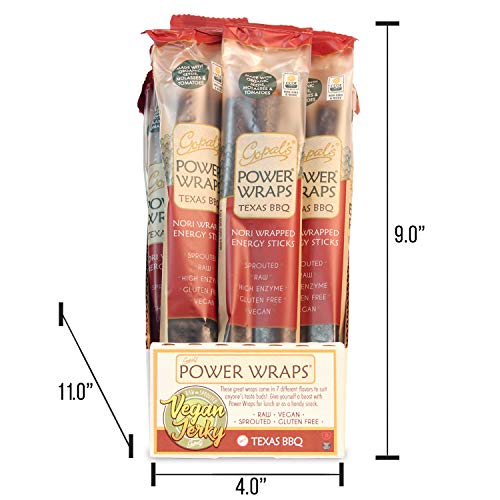 Gopal's Texas BBQ Power Wraps, Vegan and Gluten-Free Nori-Wrapped Energy Snack , Raw and USDA Certified Organic Food Energy Sticks 1.8 Ounces (Pack of 24) - Thumbnail 4