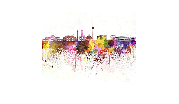 Amazon Com Doppelganger33 Ltd Painting Cityscape Stuttgart Skyline Paint Splash Art Large Art Print Poster Wall Decor 18x24 Inch Posters Prints