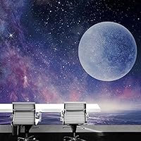 Wall Mural Stars and Moon in Night Sky Removable Self-Adhesive Wallpaper Wall Decoration for Bedroom Living Room - 66x96 inches