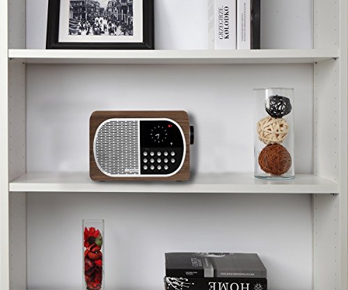 LEMEGA M2A Wi-Fi/DLNA/Spotify connect /Internet Radio/ FM radio with Bluetooth and Clock/Snooze/Alarm table radio (Walnut)
