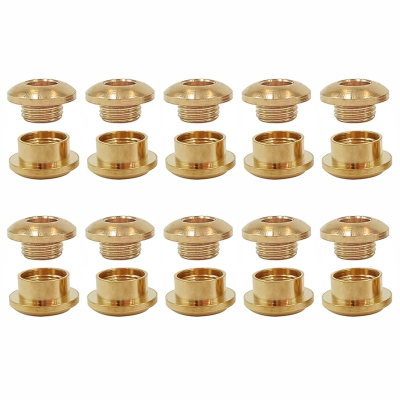10 Sets Eyelet Grommets Kit 5mm Solid Brass Screw Back Eyelets with Washer Grommets for Leather Clothing Bags DIY Project