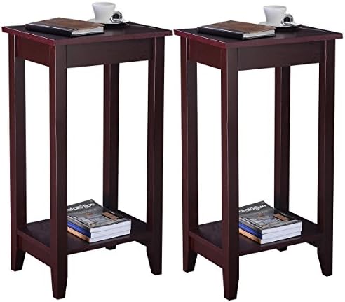 Set of 2 Tall End Table Coffee Stand Night Side Accent Furniture New Brown