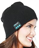ZenNutt Bluetooth Beanie Hat Unisex Black Knit Cap Wireless Musical Running Headphones Hat with 2 Speakers & Mic Unique Tech Christmas Gifts for Men Women Teen Boys Girls