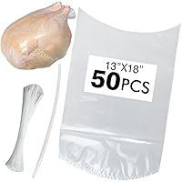 Anmboor Poultry Shrink Bags,chicken bag,50Pack 13x18Inches Clear Poultry Heat Shrink Wrap Freezer With 50 Zip Ties,a Silicone