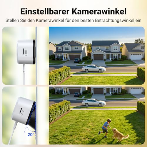 Codnida 2K Magnetic Window Camera, No Drilling, 2.4 & 5 GHz WiFi Surveillance Camera Indoor with Starlight Colour Night Vision Device, Person Detection & 24/7 Recording for Home Security