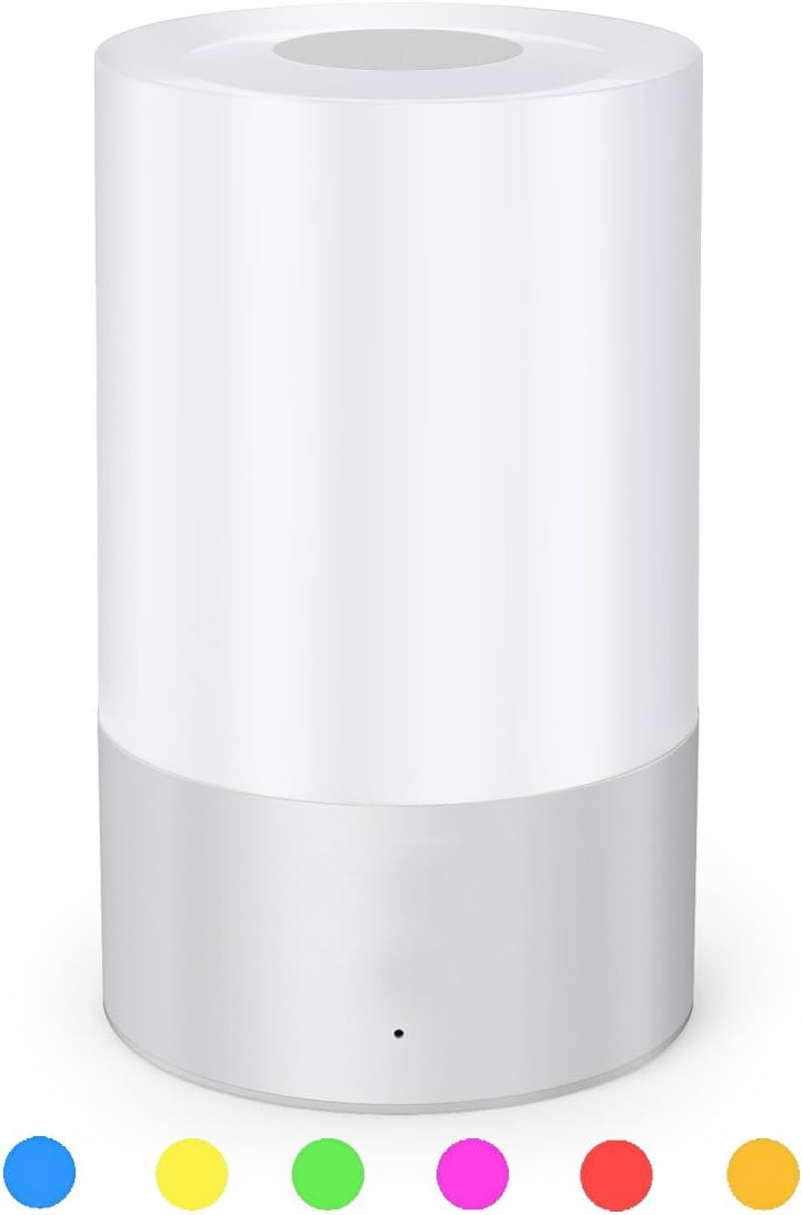 Bedside Touch Lamp, HaoZi Sensor Table Lamp LED Smart Atmosphere Mood Night Light + USB Rechargeable Dimmable Warm White Light & Color Changing RGB