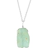 NJCRAFT Raw Gemstone Pendant Necklace for Women |Natural Healing Crystal Rough Pendant 15–25 Carat | Silver Plated Chain 16+2 Inch Adjustable | Gift Jewelry