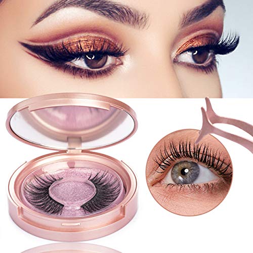 Magnetic Eyelashes with Eyeliner Kit, 5 Magnets Per Lash, Waterproof Sweatproof Magnetic Liquid Eyeliner, 3D Magnetic False Eyelashes & Tweezers, Eyelashes With Natural Look, No Glue Needed