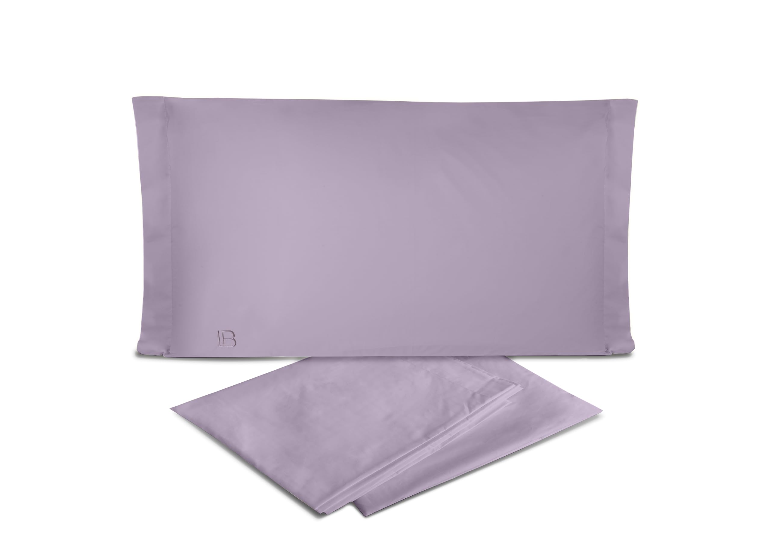hermet Laura Biagiotti Single Bed Sheet Set in Plain Percale 100% Cotton, Lilac, Top Sheet + Fitted Sheet + Pillowcase