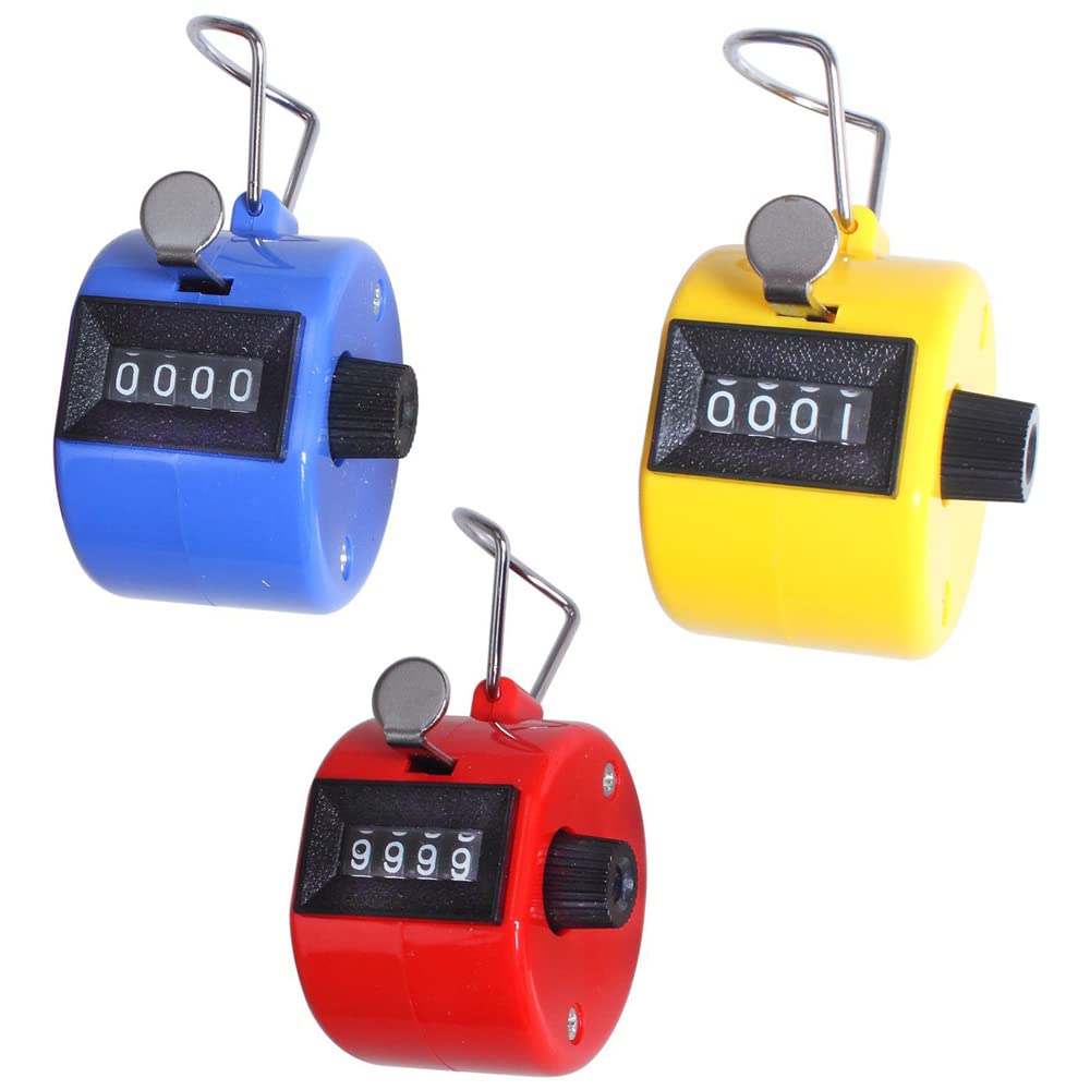 3 Pcs 4 Digit Display Manual Mechanical Counter Hand Tally Counter Tally Counters Clickers for Sport Coach School Event Golf Counter