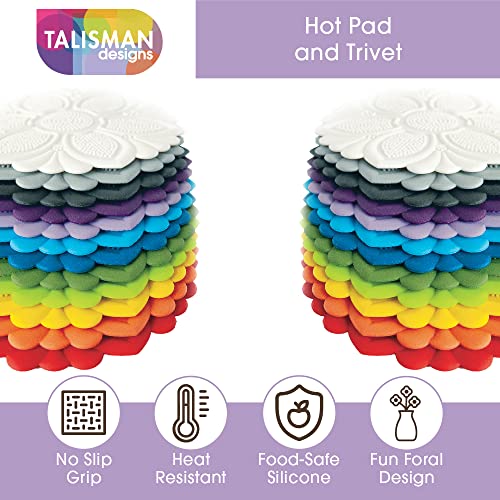 Talisman Designs NoSlip Grip Silicone Hot Pad & Trivet Black Surface Protection from Hot