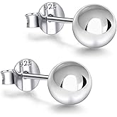 Savlano 925 Sterling Silver 18K Gold Plated Ball Stud Earrings For Women & Men