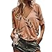 Blusa Suelta Para Mujer Tops Con Cuello En v Camiseta De Manga Corta Con Estampado De Hojas Ocasionales En Veranothumb 1