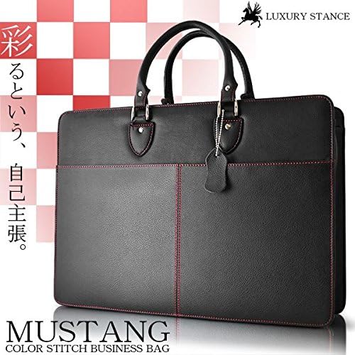 ビジネスバッグ メンズ 本革 黒 ステッチ 赤 ノーブランド品 ビジネスバッグ Amazon