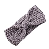 DZT1968® Baby Girl Wide Knit Turban Headband Head Wrap Hair Band Head Warm (Gray)