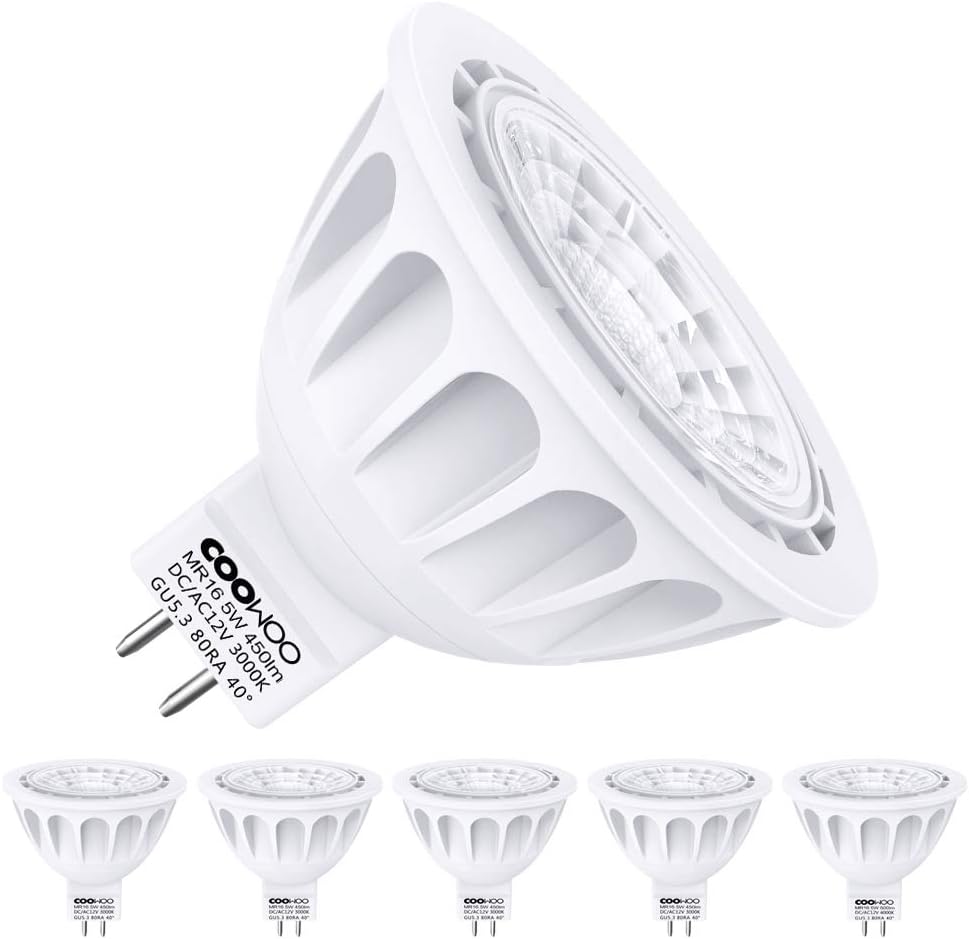 MR16 GU5.3 LED Light Bulbs, COOWOO Warm White 3000K 50W Equivalent