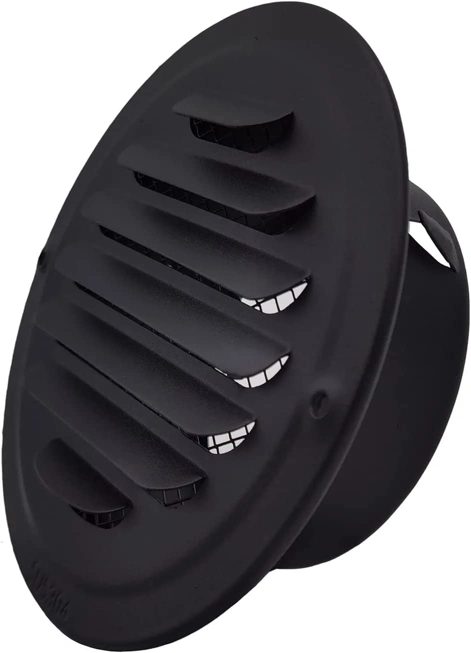 BZIHIZO Ventilation Grille 150 mm – Ventilation Hood Ventilation Slots with Insect Protection Ventilation Outlet Made of Stainless Steel (150 mm-Black)