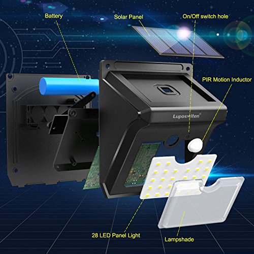 Luposwiten Solar Lights Outdoor Motion Sensor Wireless Waterproof Security Light, Solar Lights for Garden, Patio, Yard, Driveway, Garage, Porch, Pathway by [4PACK] (2)