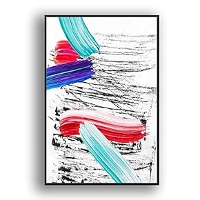 Framed Canvas Wall Art for Living Room, Bedroom Colored Brush Canvas Prints for Modern Home Decoration Ready to Hang - 16"x24" inches
