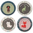 BeeBon Beauty Home Bamboo Plates for Kids - Set of 4 Super Cute Dog, Dinosaur, Fox & Cat - Easy to Clean - Eco Friendly Kids Plates, Non Toxic - BPA Free - Dishwasher Safe Bamboo Toddler Plate, 4 Pack