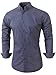Emiqude Men's 100% Cotton Slim Fit Casual Long Sleeve Button Down Polka Dot Dress Shirt