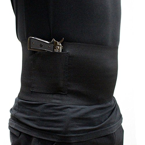 Depring Belly Band Holster for Concealed Carry Elastic Abdominal Slim Wrap Concealment Handgun Holster with 2 Magazine Pouches for Right and Left Hand Draw
