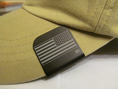American Flag Reversed Laser Etched Hat Clip Black