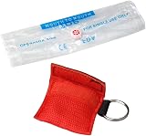 Kuou 5 Pcs CPR Mask Keychain Ring Emergency Kit Face Shield Red view 2