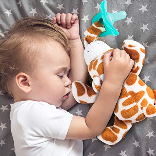 Bryco Baby Pacifier with Stuffed Animal Attached Giraffe Plush Pacifier