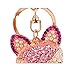 Fox Fur Ball Pearl Rhinestone Keychain Keyring for Car Key Ring Handbag Chain